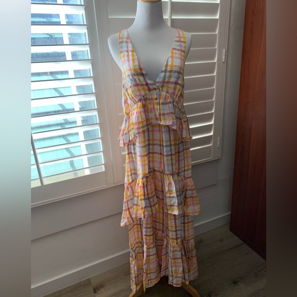 CINQ À SEPT Astor  Sleeveless Tiered Maxi Dress. - Picture 6 of 12